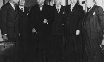 Robert Schuman, Alcide de Gasperi, Dirk Stikker, Paul van Zeeland, Konrad Adenauer, Joseph Bech.