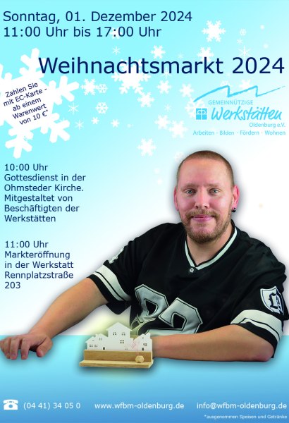 Plakat für den Weihnachtsbasar des Gemeinnützige Werkstätten e.V. 2024